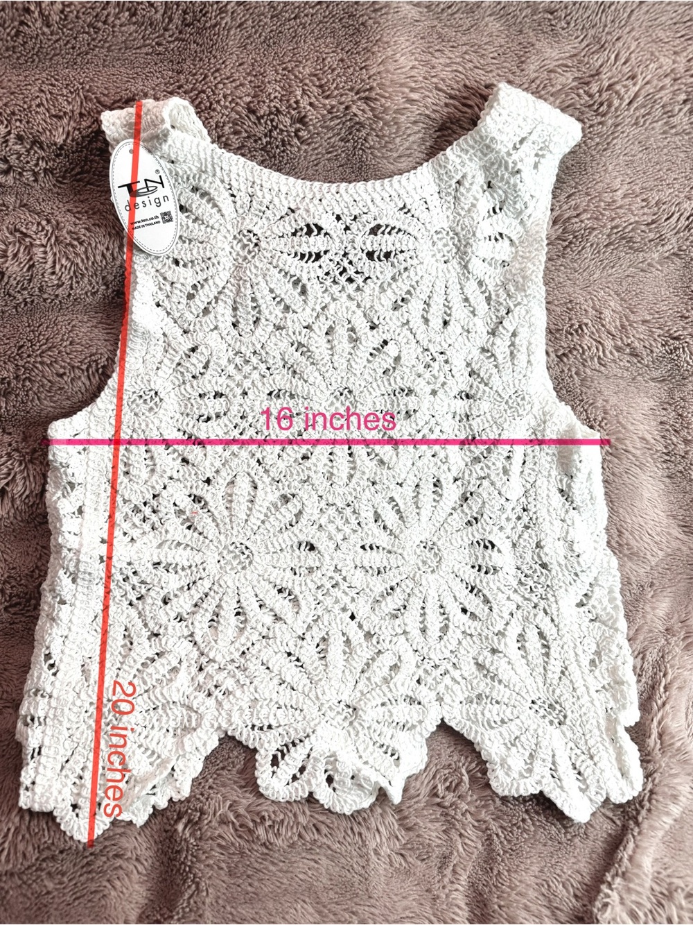 White Crochet Lace Sleeveless Top | Made in Thailand